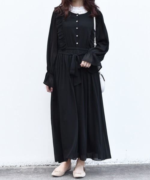 PairPair（ペアペア）の「リボン付フリルワンピース（ワンピース・レディース・ベージュ/ブラック・FREE）」の12枚目の写真