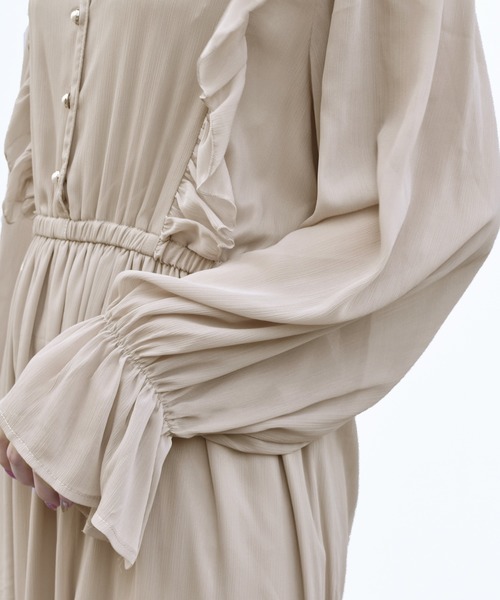 PairPair（ペアペア）の「リボン付フリルワンピース（ワンピース・レディース・ベージュ/ブラック・FREE）」の4枚目の写真