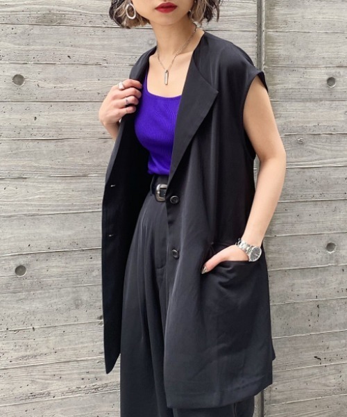 PAGEBOY（ページボーイ）の「セットアップ モードジレ（その他アウター・レディース・ライトブルー/ブラック・FREE）」の2枚目の写真