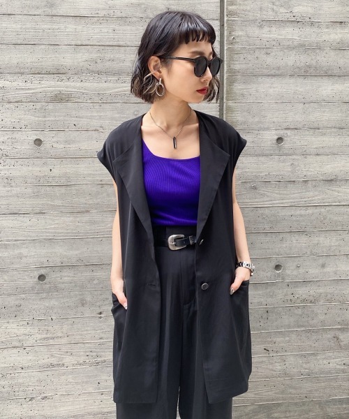 PAGEBOY（ページボーイ）の「セットアップ モードジレ（その他アウター・レディース・ライトブルー/ブラック・FREE）」の3枚目の写真