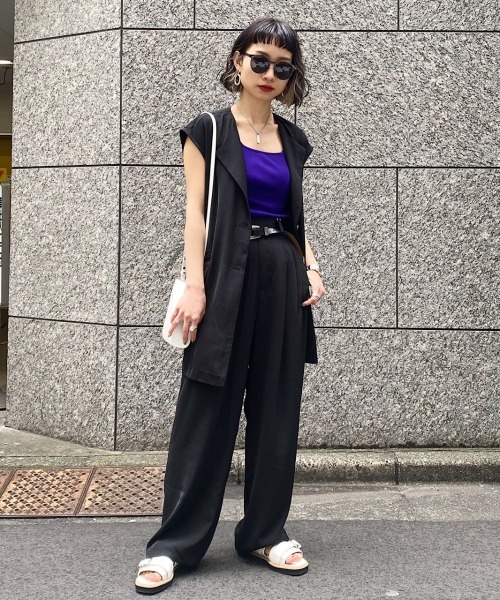 PAGEBOY（ページボーイ）の「セットアップ モードジレ（その他アウター・レディース・ライトブルー/ブラック・FREE）」の4枚目の写真