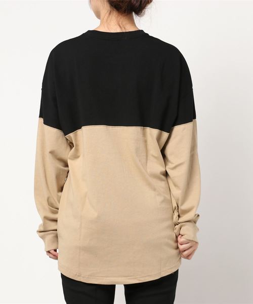 TRAP/U （トラップユー）の「《TRAP/U》バイカラードロップショルダー長袖Tシャツ（Tシャツ/カットソー・レディース・ブラック/ミント/ベージュ/カーキ・LARGE/MEDIUM）」の9枚目の写真