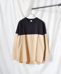 《TRAP/U》バイカラードロップショルダー長袖Tシャツ