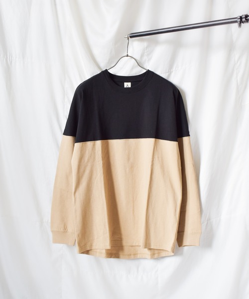 TRAP/U （トラップユー）の「《TRAP/U》バイカラードロップショルダー長袖Tシャツ（Tシャツ/カットソー・レディース・ブラック/ミント/ベージュ/カーキ・LARGE/MEDIUM）」の3枚目の写真