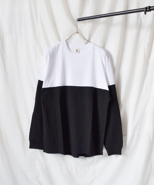 TRAP/U （トラップユー）の「《TRAP/U》バイカラードロップショルダー長袖Tシャツ（Tシャツ/カットソー・レディース・ブラック/ミント/ベージュ/カーキ・LARGE/MEDIUM）」の2枚目の写真