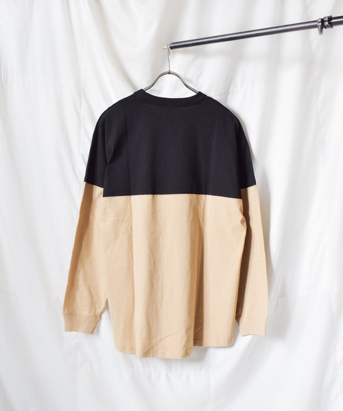 TRAP/U （トラップユー）の「《TRAP/U》バイカラードロップショルダー長袖Tシャツ（Tシャツ/カットソー・レディース・ブラック/ミント/ベージュ/カーキ・LARGE/MEDIUM）」の5枚目の写真