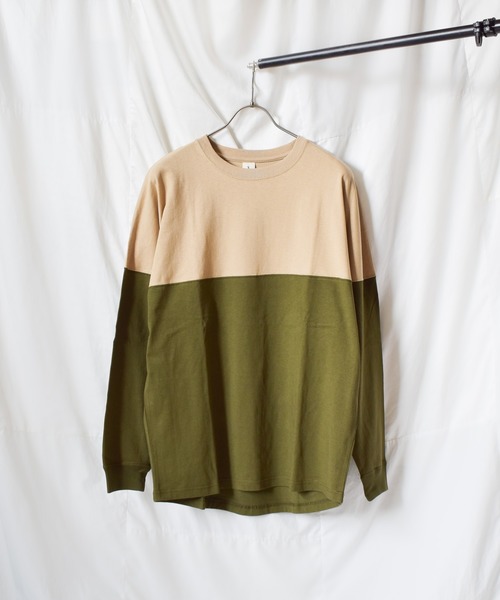 TRAP/U （トラップユー）の「《TRAP/U》バイカラードロップショルダー長袖Tシャツ（Tシャツ/カットソー・レディース・ブラック/ミント/ベージュ/カーキ・LARGE/MEDIUM）」の6枚目の写真