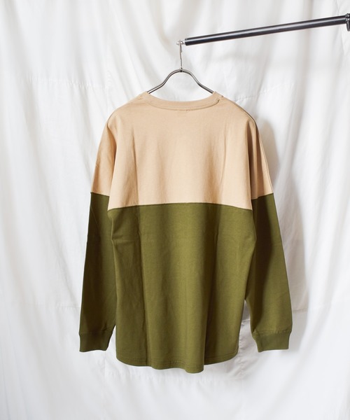 TRAP/U （トラップユー）の「《TRAP/U》バイカラードロップショルダー長袖Tシャツ（Tシャツ/カットソー・レディース・ブラック/ミント/ベージュ/カーキ・LARGE/MEDIUM）」の8枚目の写真