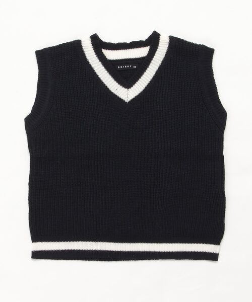 THE CASUAL（カジュアル）の「畦編み ビッグシルエット ライン入り V