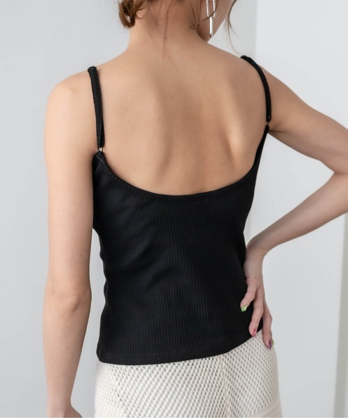 RASVOA(ラスボア)の「【WEB限定】カットリブカップ付きバックオープンキャミ(キャミソール・レディース・ブルー/オフホワイト/グリーン/ブラック・FREE)」の2枚目の写真