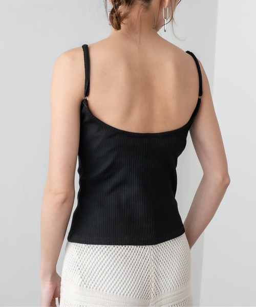 RASVOA(ラスボア)の「【WEB限定】カットリブカップ付きバックオープンキャミ(キャミソール・レディース・ブルー/オフホワイト/グリーン/ブラック・FREE)」の9枚目の写真