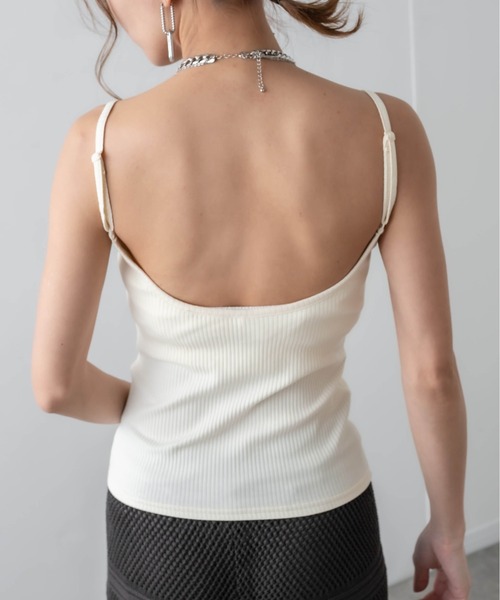 RASVOA(ラスボア)の「【WEB限定】カットリブカップ付きバックオープンキャミ(キャミソール・レディース・ブルー/オフホワイト/グリーン/ブラック・FREE)」の13枚目の写真