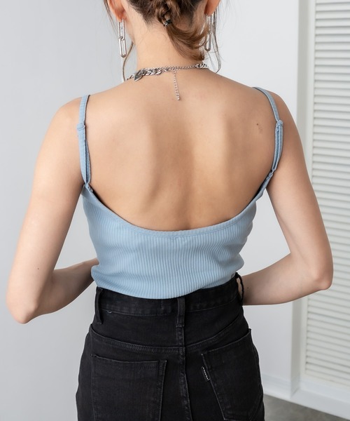 RASVOA(ラスボア)の「【WEB限定】カットリブカップ付きバックオープンキャミ(キャミソール・レディース・ブルー/オフホワイト/グリーン/ブラック・FREE)」の18枚目の写真
