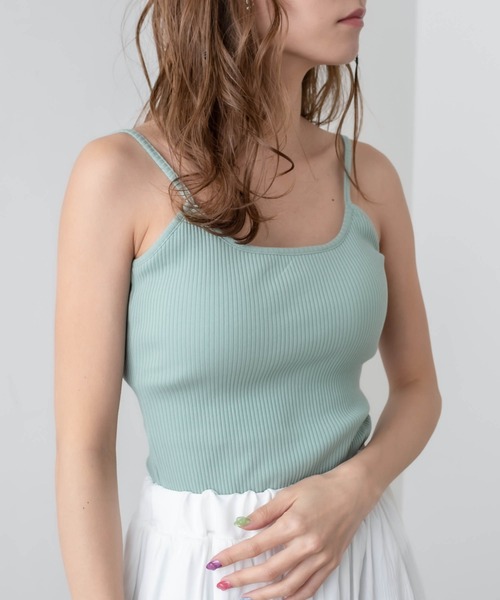 RASVOA(ラスボア)の「【WEB限定】カットリブカップ付きバックオープンキャミ(キャミソール・レディース・ブルー/オフホワイト/グリーン/ブラック・FREE)」の20枚目の写真