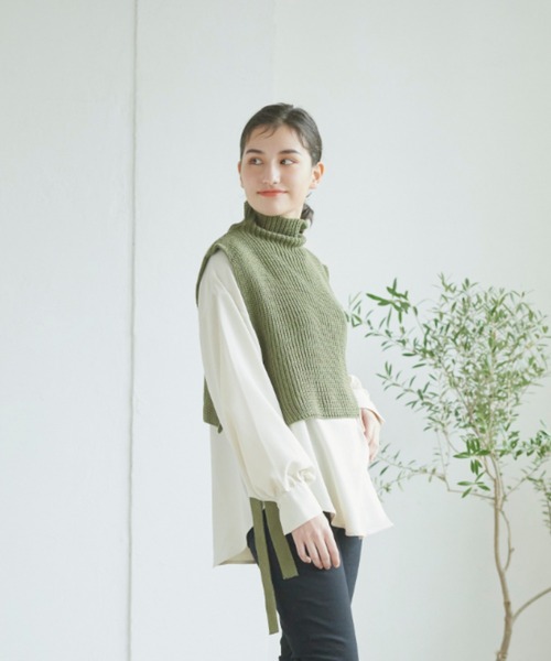 LIPSTAR（リップスター）の「【セット商品】タートルネックベスト&ボリュームブラウス（ニット/セーター・レディース・オフホワイト/ブラック/ベージュ・M）」の22枚目の写真