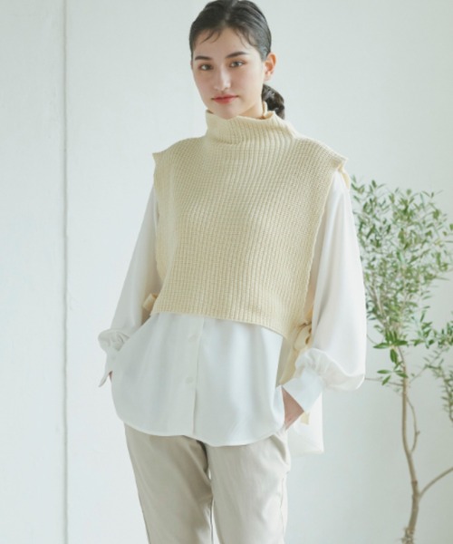 LIPSTAR（リップスター）の「【セット商品】タートルネックベスト&ボリュームブラウス（ニット/セーター・レディース・オフホワイト/ブラック/ベージュ・M）」の20枚目の写真