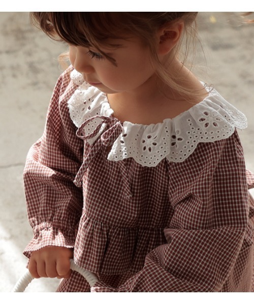 StompStamp（ストンプスタンプ）の「Coquette コケット　C131006 ﾚｰｽﾌﾘﾙ襟OP（ワンピース・キッズ・ブラウン・130cm/110cm/90cm/120cm/80ｃｍ/100cm）」の6枚目の写真