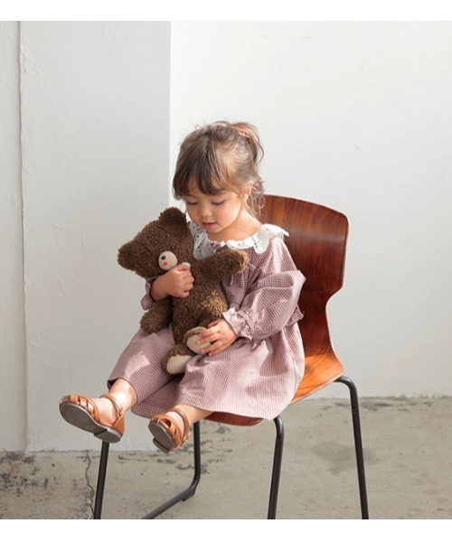 StompStamp（ストンプスタンプ）の「Coquette コケット　C131006 ﾚｰｽﾌﾘﾙ襟OP（ワンピース・キッズ・ブラウン・130cm/110cm/90cm/120cm/80ｃｍ/100cm）」の3枚目の写真