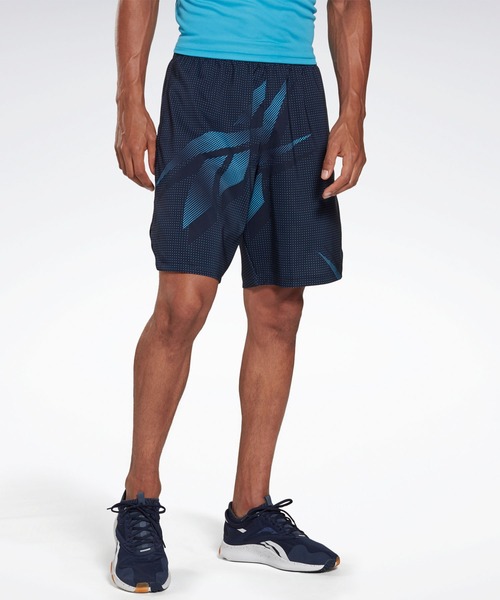 Reebok(リーボック)の「ワークアウト レディ オールオーバー プリント ショーツ / Workout Ready Allover Print Shorts(その他パンツ・メンズ・ネイビー・SMALL/MEDIUM/LARGE/X-LARGE/XX-LARGE)」の1枚目の写真