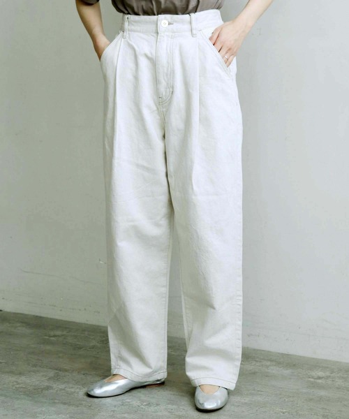 caph（カーフ）の「10ozC/Liデニムタック太パンツ（キナリ）（デニムパンツ・レディース・アイボリー・FREE）」の7枚目の写真