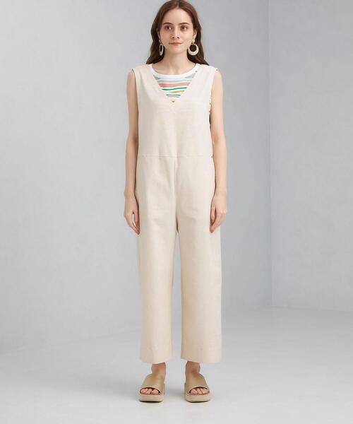 green label relaxing（グリーンレーベルリラクシング）の「SC デニムライク オールインワン（ワンピース・レディース・ネイビー/オフホワイト・FREE）」の6枚目の写真