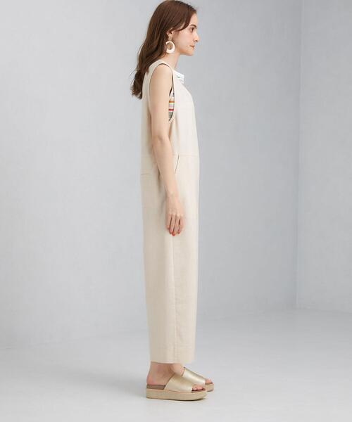 green label relaxing（グリーンレーベルリラクシング）の「SC デニムライク オールインワン（ワンピース・レディース・ネイビー/オフホワイト・FREE）」の3枚目の写真