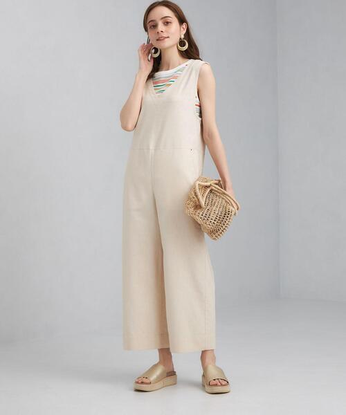 green label relaxing（グリーンレーベルリラクシング）の「SC デニムライク オールインワン（ワンピース・レディース・ネイビー/オフホワイト・FREE）」の14枚目の写真