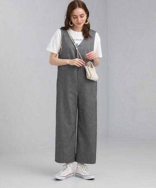 green label relaxing（グリーンレーベルリラクシング）の「SC デニムライク オールインワン（ワンピース・レディース・ネイビー/オフホワイト・FREE）」の19枚目の写真