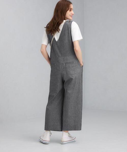 green label relaxing（グリーンレーベルリラクシング）の「SC デニムライク オールインワン（ワンピース・レディース・ネイビー/オフホワイト・FREE）」の10枚目の写真