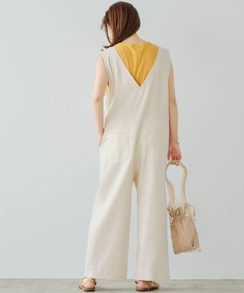 green label relaxing（グリーンレーベルリラクシング）の「SC デニムライク オールインワン（ワンピース・レディース・ネイビー/オフホワイト・FREE）」の12枚目の写真