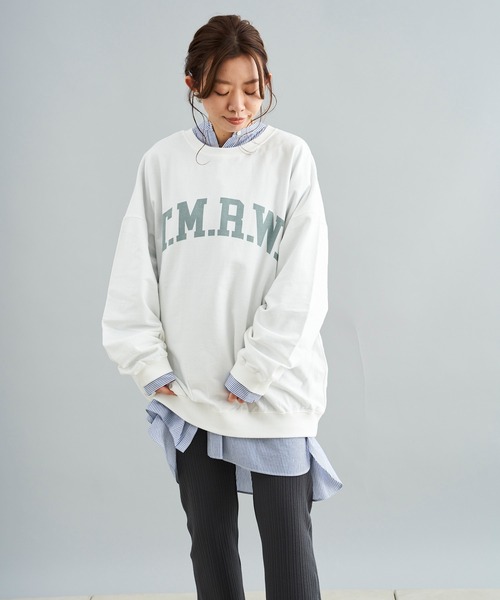 DouDou（ドゥドゥ）の「TMRW ミニ裏毛ロゴスウェット（Tシャツ/カットソー・レディース・ホワイト/チャコールグレー/ライトグレー・FREE）」の16枚目の写真