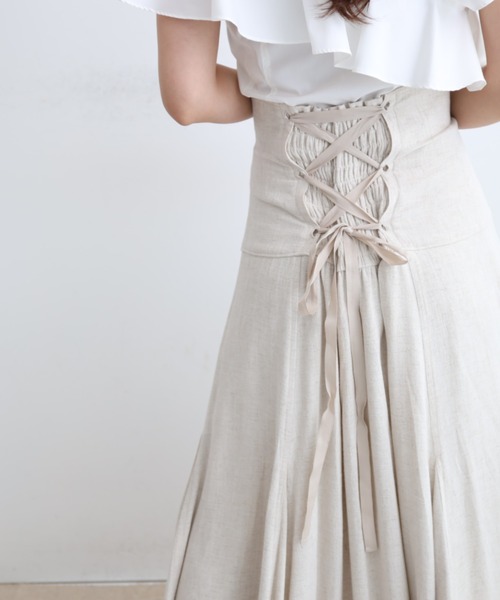 Mystrada ボリュームフレアスカート Mystrada（マイストラーダ）の「ボリュームリネンフレアスカート