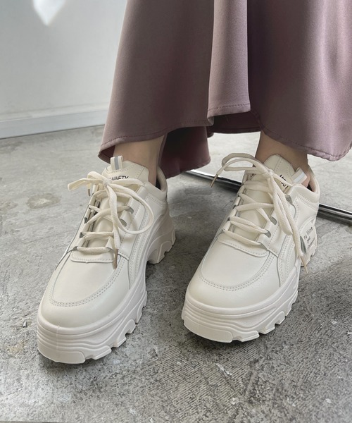 Futier land（フューティアランド）の「ワンカラー厚底スニーカー（スニーカー・レディース・ホワイト/ライトベージュ・40/38/39/35/36/37）」の9枚目の写真