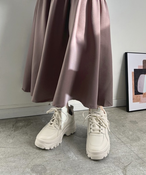 Futier land（フューティアランド）の「ワンカラー厚底スニーカー（スニーカー・レディース・ホワイト/ライトベージュ・40/38/39/35/36/37）」の10枚目の写真