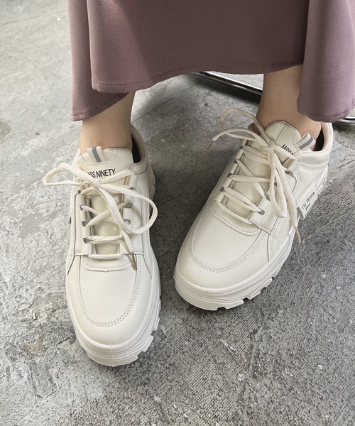 Futier land（フューティアランド）の「ワンカラー厚底スニーカー（スニーカー・レディース・ホワイト/ライトベージュ・40/38/39/35/36/37）」の13枚目の写真