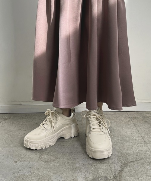 Futier land（フューティアランド）の「ワンカラー厚底スニーカー（スニーカー・レディース・ホワイト/ライトベージュ・40/38/39/35/36/37）」の19枚目の写真