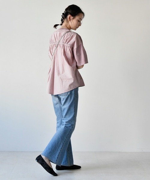 LUPILIEN(ルピリアン)の「ビンテージ風 パッチワークバックシャンTシャツ(Tシャツ/カットソー・レディース・チャコールグレー/ライトグレー/ベージュ/ピンク/ライトカーキ・FREE)」の17枚目の写真
