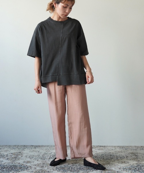 LUPILIEN(ルピリアン)の「ビンテージ風 パッチワークバックシャンTシャツ(Tシャツ/カットソー・レディース・チャコールグレー/ライトグレー/ベージュ/ピンク/ライトカーキ・FREE)」の16枚目の写真