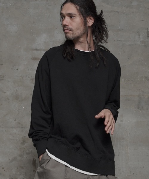 EGO TRIPPING（エゴトリッピング）の「msw921-OVERLAP SWEAT スウェット（スウェット・メンズ・ブラック/杢グレー/チャコール・46/48）」の2枚目の写真