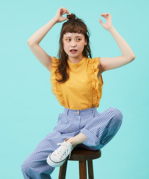 MERLOT(メルロー)の「ラインフリルガーリーブラウス(シャツ/ブラウス・レディース・マスタード/ブルー/ホワイト・FREE)」の3枚目の写真