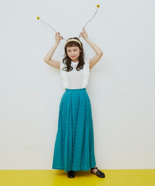 MERLOT(メルロー)の「ラインフリルガーリーブラウス(シャツ/ブラウス・レディース・マスタード/ブルー/ホワイト・FREE)」の4枚目の写真