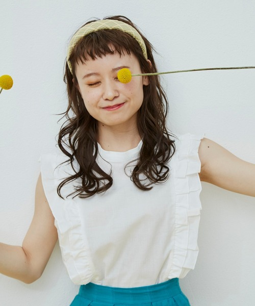 MERLOT(メルロー)の「ラインフリルガーリーブラウス(シャツ/ブラウス・レディース・マスタード/ブルー/ホワイト・FREE)」の6枚目の写真