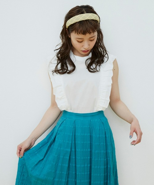 MERLOT(メルロー)の「ラインフリルガーリーブラウス(シャツ/ブラウス・レディース・マスタード/ブルー/ホワイト・FREE)」の8枚目の写真