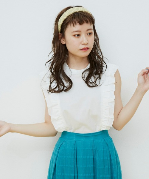 MERLOT(メルロー)の「ラインフリルガーリーブラウス(シャツ/ブラウス・レディース・マスタード/ブルー/ホワイト・FREE)」の9枚目の写真