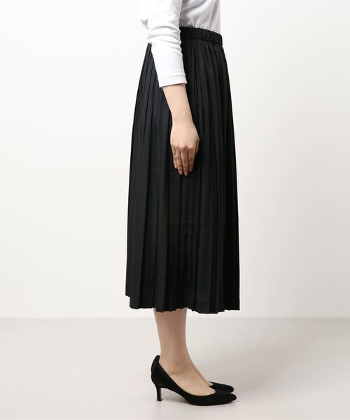 新品　美品　タグ付き　ミズイロインド　プリーツステッチスカート　ブラック mizuiro ind｜プリーツ ロング スカート pleats long SK 2