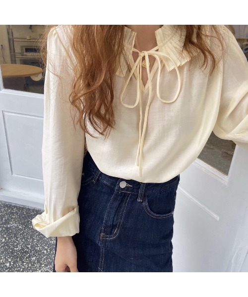 sakishimatokyo（サキシマトーキョー）の「サキシマamp「フリルエリブラウス」（シャツ/ブラウス・レディース・ブラック/ベージュ/オフホワイト・FREE）」の3枚目の写真