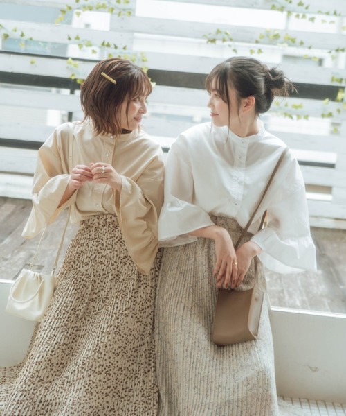 nemne store（ネンネストア）の「ハーブティーをのむ柄プリーツスカート（スカート・レディース・ホワイト/ベージュ/オフホワイト/モカ・フリー）」の20枚目の写真