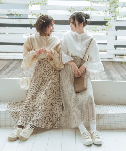 nemne store（ネンネストア）の「ハーブティーをのむ柄プリーツスカート（スカート・レディース・ホワイト/ベージュ/オフホワイト/モカ・フリー）」の22枚目の写真