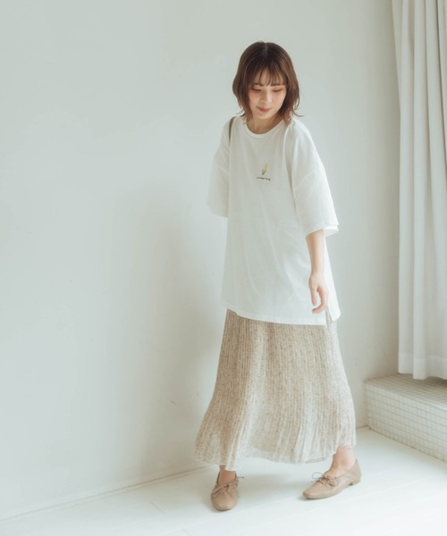 nemne store（ネンネストア）の「ハーブティーをのむ柄プリーツスカート（スカート・レディース・ホワイト/ベージュ/オフホワイト/モカ・フリー）」の10枚目の写真