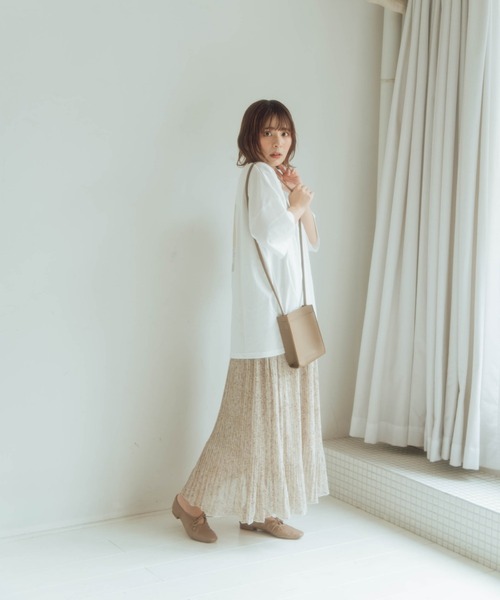 nemne store（ネンネストア）の「ハーブティーをのむ柄プリーツスカート（スカート・レディース・ホワイト/ベージュ/オフホワイト/モカ・フリー）」の11枚目の写真